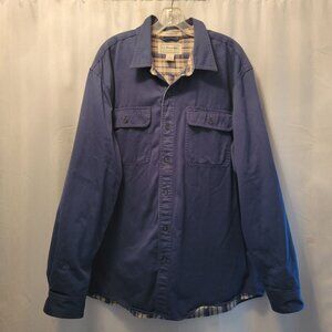 L.L. Bean Mens Blue Flannel-Lined Traditional Fit Shirt Jacket Size XL Shacket